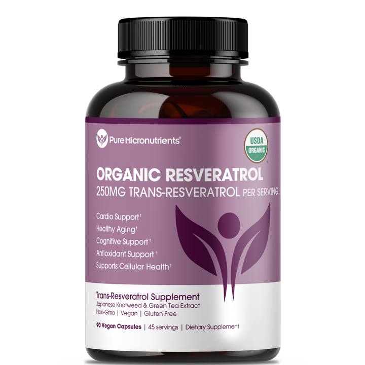 Pure Organic Resveratrol - 250mg 90 Vegan Capsules - Heart Health, Mental Focus, and Long-Term Wellness